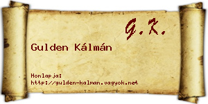 Gulden Kálmán névjegykártya